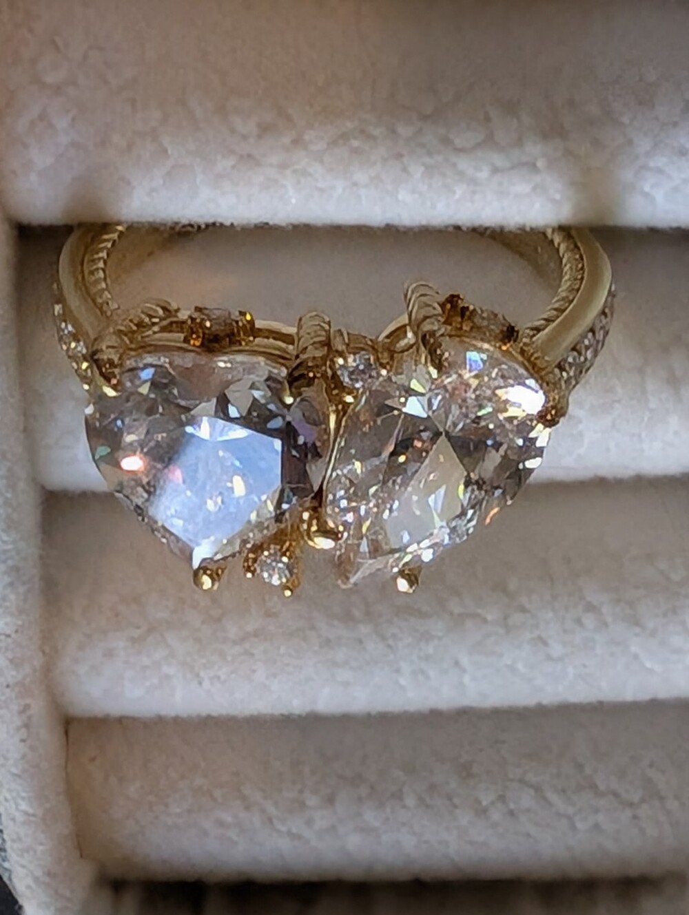 Judith Ripka Toi Et Moi Gold Clad CZ Ring - Picture 8 of 8